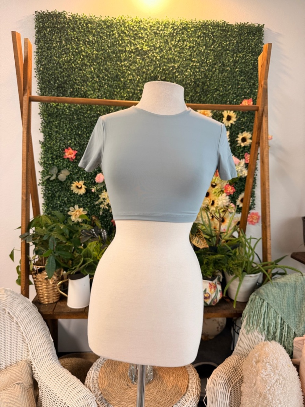 Zara Pale Blue Seamless Crop Top